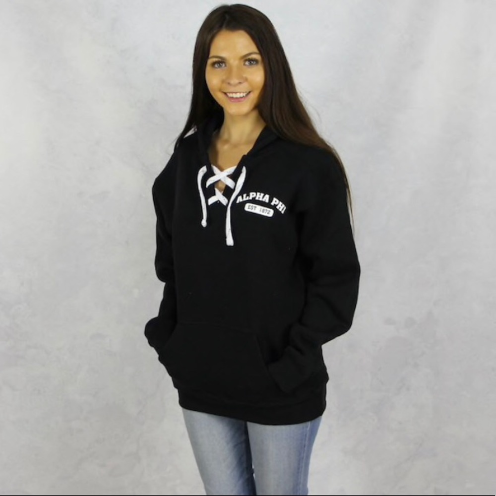Alpha Phi Lace Up Hoodie